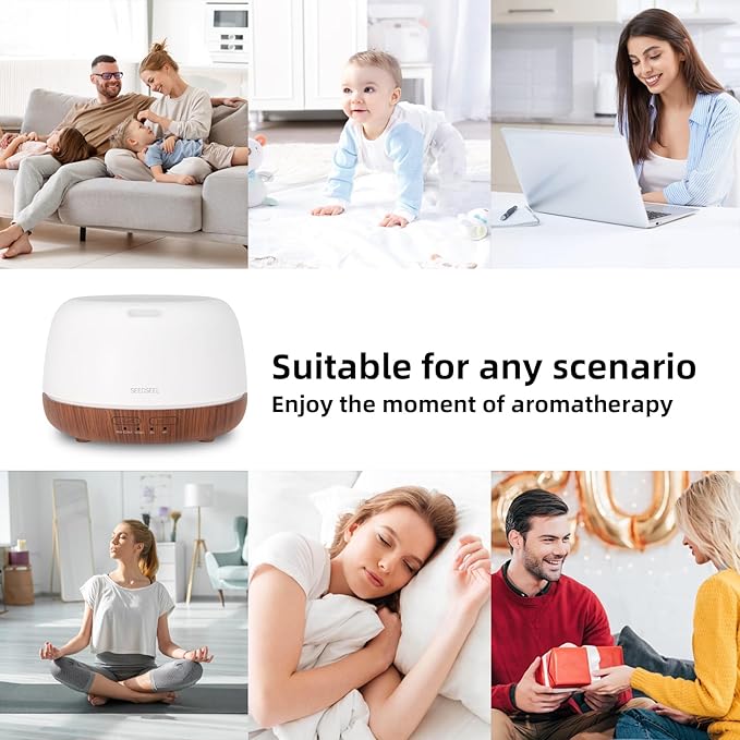 300ML Essential Oil Diffuser, Mini Aromatherapy Diffuser with Remote Control, 7 Color Changing LED Light, 4 Timer for Bedroom, Room, Office - Image 4