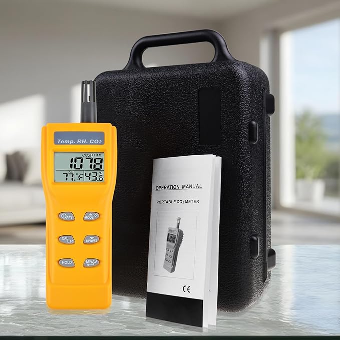 CO2 Meter Portable CO2 Detector Digital CO2 Monitor with Alarm Function Carbon Dioxide Temperature and Humidity Meter, NDIR CO2 Sensor Indoor Air Quality Monitor for Home Office Grow Room - Image 9