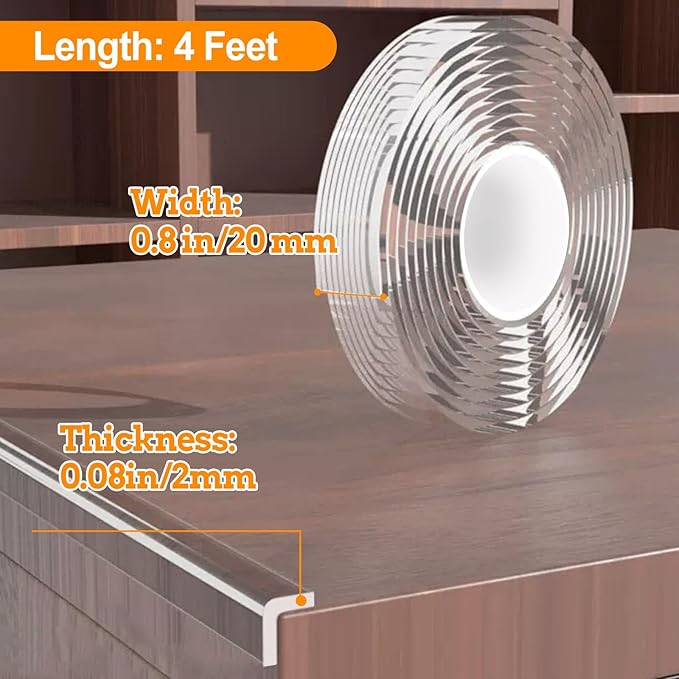 4 FT Corner Protectors Baby Proofing, Clear Edge Protector Strip, Soft Corner Protectors for Kids, Baby Child Safety Tables Corner Guards for Furniture Against Sharp Corners for Cabinets, Tables - Image 2