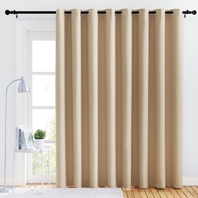 NICETOWN Thick Blackout Curtain and Drape - (120 x 90, Biscotti Beige, 1 Panel) Thermal Insulated Grommet Top Window Drapery for Bedroom, Block Out Light Curtain Panel by NICETOWN