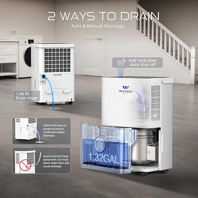 80 Pints 2025 Energy Star Dehumidifier for basement, Smart Humidity Adjustment with 1.32 Gal Water Tank and Drain Hose, Silent & Efficient for Home Bedroom Garage Large Room. - Image 3