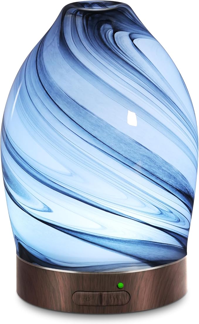 Essential Oil Diffuser Aromatherapy Diffuser -150ml Art Glass Aroma Diffuser for Home Ultrasonic Diffuser with Auto Shut-Off Protection,7 Colors Light for Home Office SPA Decor & Gift (Storm Cloud) by EQUSUPRO
