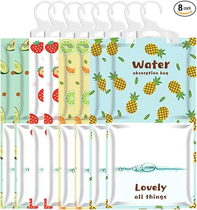 8 Pieces Dehumidifier Hanging Bags for Kitchen, Bathroom, Closet, Wardrobe Dehumidifier Bags (4 Colors) by Unknown