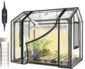 Bstrip Indoor Greenhouse with Grow Light, Mini EVA Tent with PE Base Mat, Ventilation Windows & Zippered Door, 18W Tabletop Greenhouse Light for Seed Starting with Timer, 23.8" x 15.7" x 20.5" by Bstrip