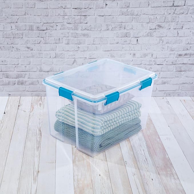 Sterilite 4-Pack Gasket Box, Weather-Resistant Storage Bins with Latching Lids, 80 Quart - Heavy-Duty Organizing Containers for Closet, Bathroom, and Office - Image 7