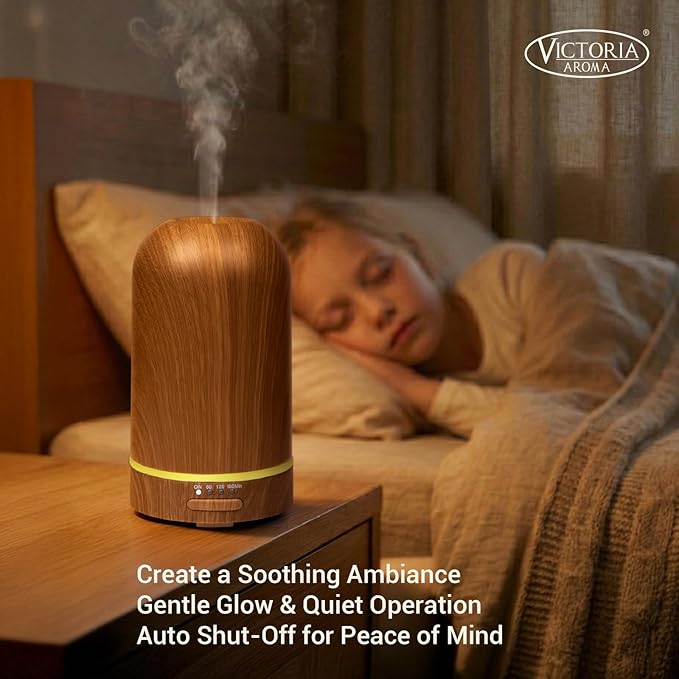Ultrasonic Essential Oil Diffuser 100ML - Cool Mist Humidifier, 7-Color LED Lights, 3 Timer & Auto Shut-Off, Ideal Gift for Home Bedroom Office (Wood Brown) - Image 5