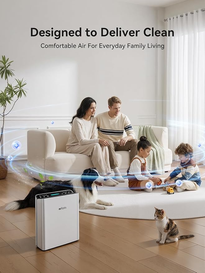 Afloia Air Purifier for Home Large Room Bedroom Up to 2000Ft² with PM2.5 Air Quality Monitor Smart Auto Mode, Washable Pre Filter Cleaner for Pet, Europa 2.0 - Image 8