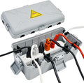 Hrensaw Medium Outdoor Electrical Box(10.6x5.5x4.5inch),Weatherproof Connection Box w/6 Cable Entry,IP54 Waterproof Extension Cord Cover Protect Power Strip,Timer,Plug,Holiday Lights,Grey by Hrensaw