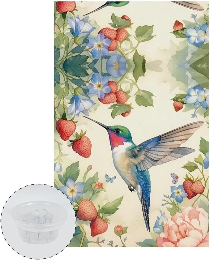 Hummingbird Strawberry Recline Chair Headrest Cover Lightweight Headrest Protector for Sofa Couch Loveseat Furniture Headrest Protector 26.18 * 16.53 inches (10 Twist pins) Easy to Install - Image 2