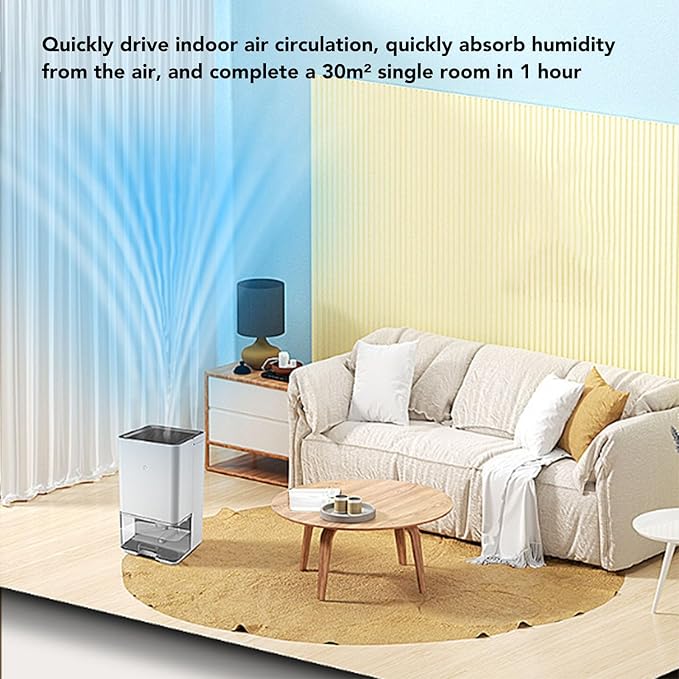Dehumidifier for Home, 40W 1.2L Water Tank Precise Sensor Auto Stop Dehumidifier with Clothes Drying Function, Suitable for Bedroom(323sq. ft) Basement (US Plug) - Image 4