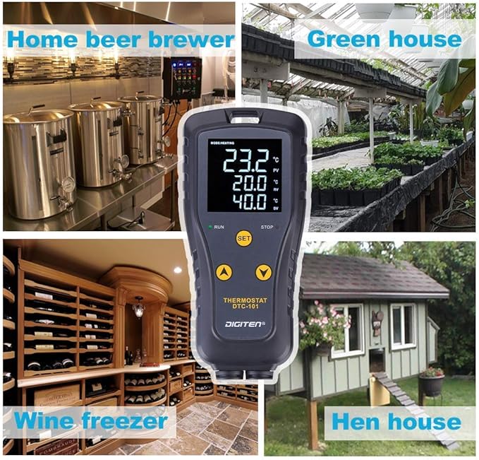 Digital Temperature Controller Simple Stage Thermostat Outlet Heating & Cooling Mode for Chest Freezer Refrigerator Homebrew Fermenter Greenhouse 110V 10A 1100W - Image 2