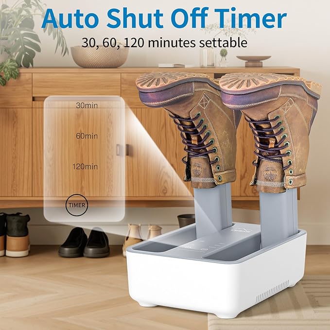 Boot Dryer Shoe Dryer for Work Boots Sneakers and Gloves, Temperature-selectable Boot Warmer with Heat, Timer, Fan and Retractable Hoses - Image 5