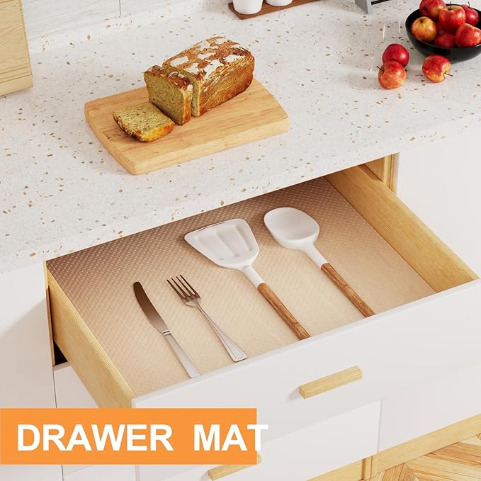 FLPMIX Large Cabinets Shelf Liner: 22" x 300" Clear Waterproof Under Sink Mat - Translucent Easy to Cut Non-Adhesive Cupboard Drawer Liner - Image 4