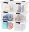 IRIS USA 32 QT Plastic Storage Box with Lid and Latches - 6 Pack - BPA-Free, See-Through Organizing Solution, Durable Nestable Stackable Containers, Secure Pull Handle - Clear by IRISUSA