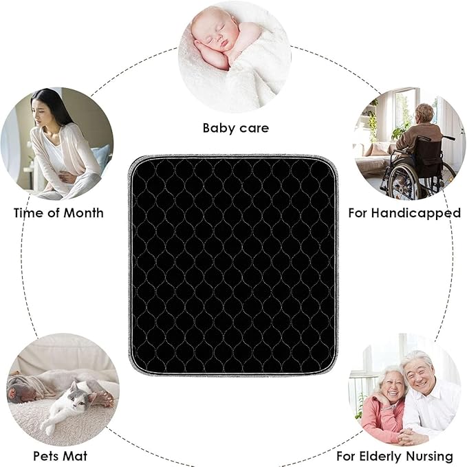RIQINXIN Waterproof Washable Chair Pads for Incontinence Absorbent Reusable Seat Protector Pads for Recliner Quilted Seat Cover for Adults Senior Kids 2pcs Gray - Image 5