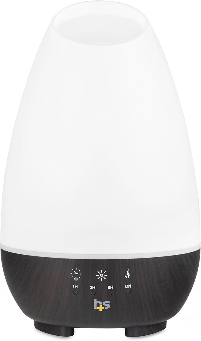 HealthSmart 500ML Essential Oil Diffuser for Large Rooms, Cool Mist Humidifier and Aromatherapy Diffuser, Adjustable Timer, Mist Mode and 7 LED Light Colors, White (Pack of 1) by HealthSmart