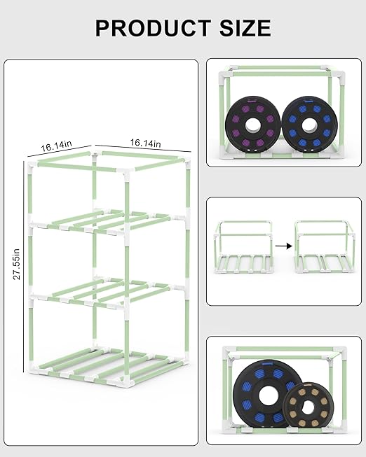 3D Printer Filament Storage Rack with Oxford Leather Cover, 3-Tier Moisture-Proof 3D Filament Storage Box, Bracket Can be Adjusted to Accommodate Various 3D Filament - Image 5