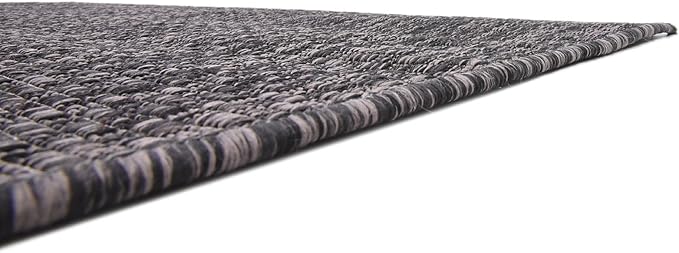 Unique Loom Collection Casual Transitional Solid Heathered Indoor/Outdoor Flatweave Area Rug (4' 1" x 6' 1" Rectangle, Black/Ivory) - Image 8
