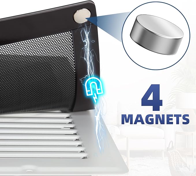 Magnetic Vent Mesh- 4 Pack, 5 x 11 inch Strong Magnetic Vent Covers for Home Floor, Ceiling and Wall Registers, Ventilate While Prevent Objects from Entering, Durable and Solid - Black - Image 3