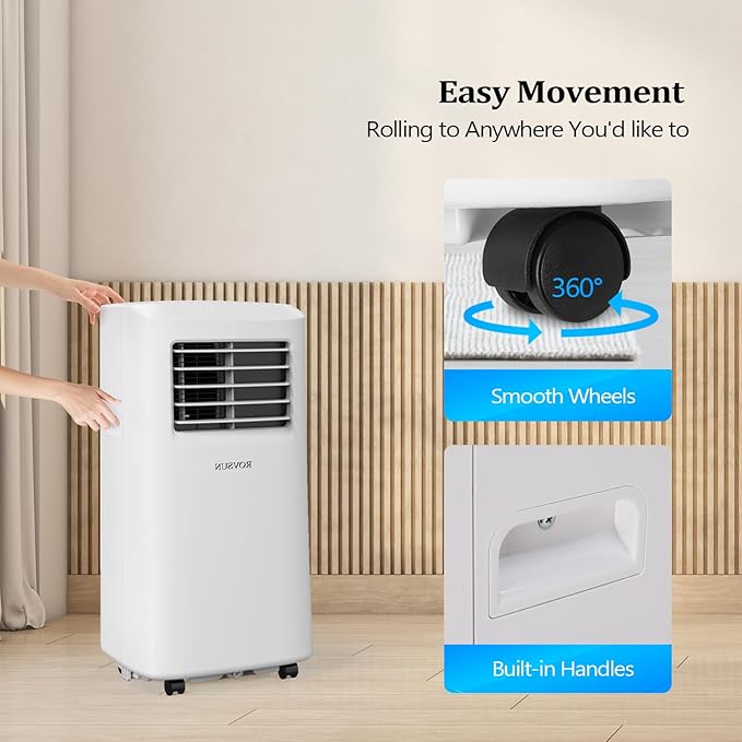 ROVSUN WiFi Enabled Smart 9000 BTU Portable Air Conditioner with Remote & APP Control, 3-in-1 Cooler, Dehumidifier & Fan, Powerful Room Mobile AC Unit with Rolling Wheels & Easy Installation Kit - Image 4