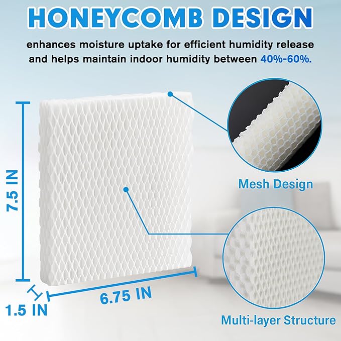 6 Pack Humidifier Wicking HFT600 Filters T Compatible with Honeywell Tower Humidifier HEV615 HEV620, Compare to Part HFT600T HFT600PDQ - Image 2