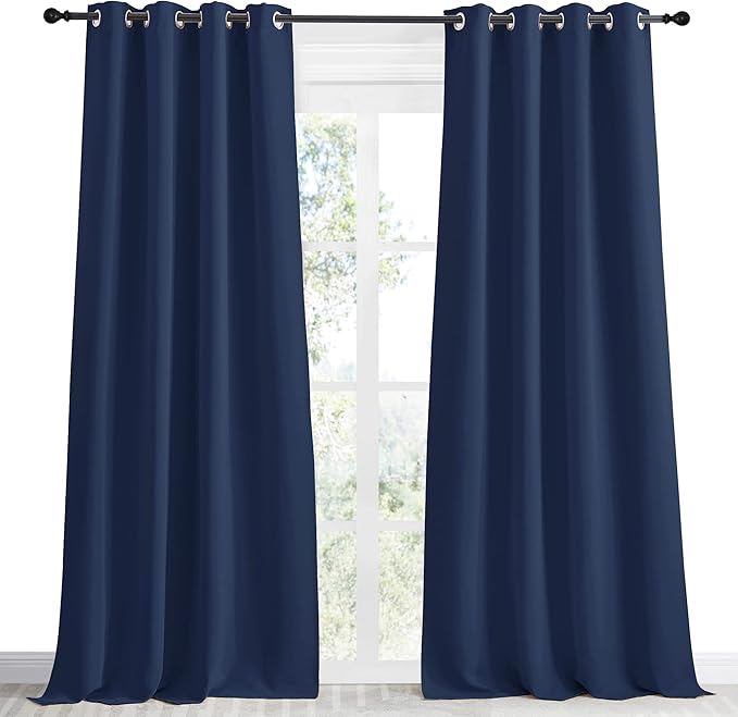 NICETOWN Blackout Curtain Panel, Navy Blue, 55 inches Wide by 96 inches Long, 1 PC, Light Blocking Room Darkening Drape/Drapery for Nursery Room, Ring Top - Image 2