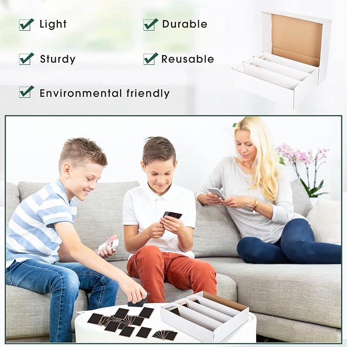 Yexiya 3 Pcs 3200 Count Sports Card Storage Boxes White Trading Card Box Collectible Trading for Soccer Baseball Game - Image 4