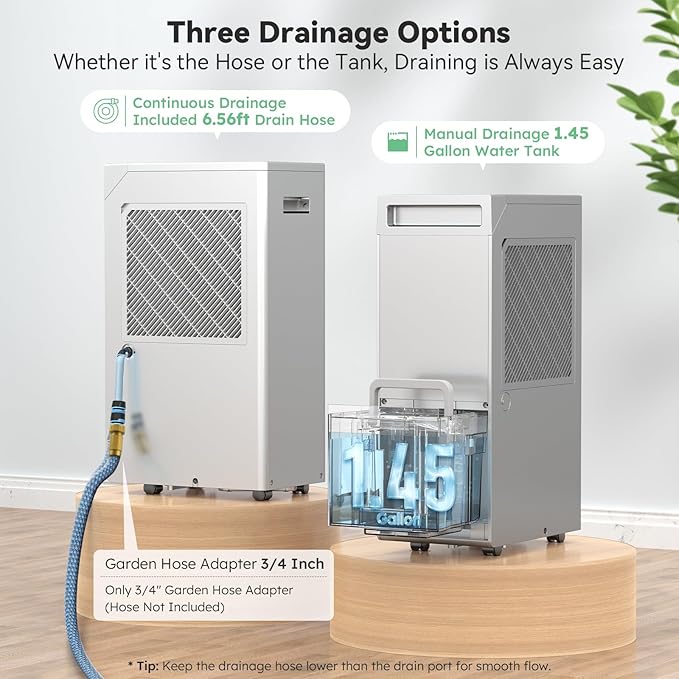 5000 Sq.Ft Energy Star Most Efficient 2024 Dehumidifier,DECIUU Max 100 Pint Dehumidifier for Basement with Drain Hose,Intelligent Humidity Control for Home Bathroom Garage Bedroom - Image 6