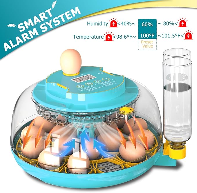 Incubators for Hatching Eggs, 18 Eggs Incubator with Automatic Egg Turning and Temperature Humidity Control, Egg Candler with 360° Viewing for Home, Farm, Classroom, Hatching Chicken, Duck,Quail,Goose - Image 2