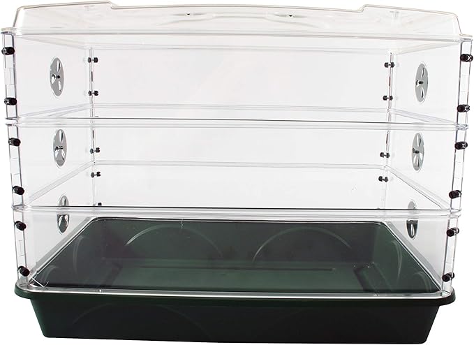 EarlyGrow 95457 24" x 15" x 16.75" Domed Propagator, Green, 3 Side Extenders and Locking Clip Set - Image 6
