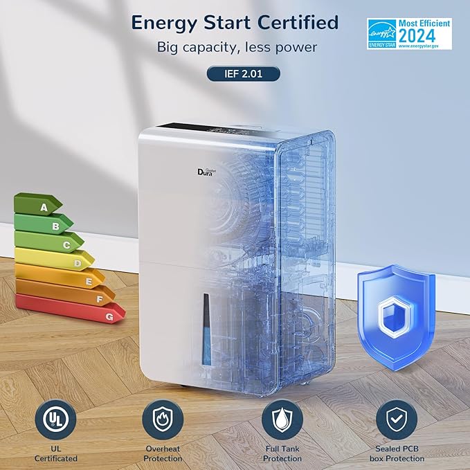Dehumidifier for Basement,Energy Star Certified for 4500 Sq.Ft Large Room, MAX to 70 Pints/day, included 16.4 Feet Drain Hose and Pump,White - Image 2