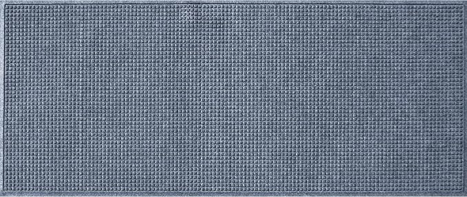 WaterHog Squares Front Door Mat Indoor Outdoor Entrance, Absorbent All-Weather Doormat with Non-Slip Rubber Backing, Dirt & Moisture Trapper, Low Profile, Easy Clean, Made in USA, 22"x60" Bluestone by WaterHog