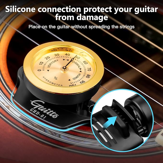 Guitar Humidifier - Guitto 2-in-1 Humidity Care System for Acoustic Guitar Humidifier Hygrometer GHD-01 - Image 2