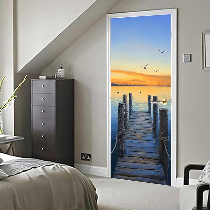 3D Door Stickers, Peel and Stick Vinyl Wallpaper, Self-Adhesive Mural Door Cover for Home Decor 30.3" W x 78.7" H - Image 6
