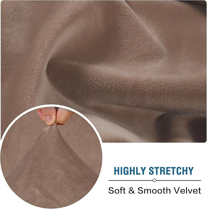 H.VERSAILTEX Velvet Stretch Individual Couch Cushion Cover Plush Cushion Slipcover for Loveseat Sofa Cushion Furniture Protector Seat Cushion Sofa Cover (1 Piece Sofa Cushion Cover, Taupe) - Image 5