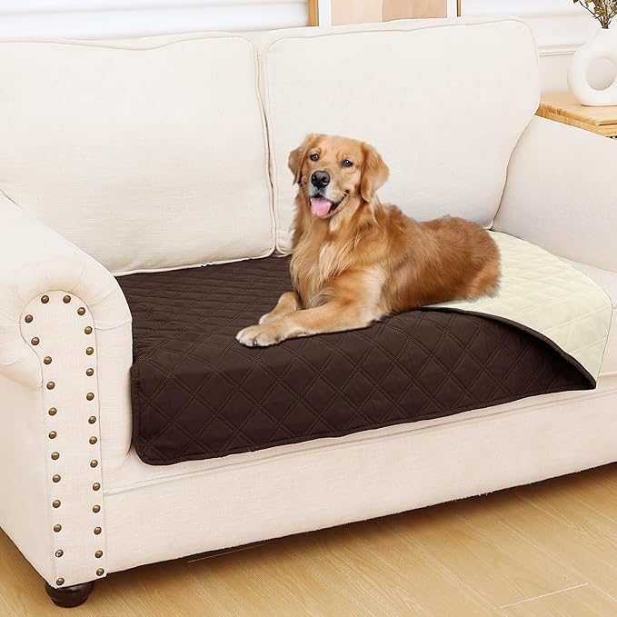 Smiry Waterproof Dog Bed Cover Pet Blanket, Soft Washable Dog Blanket for Furniture Bed Couch Sofa Reversible, Checkered (30"x53", Chocolate/Beige) by Smiry