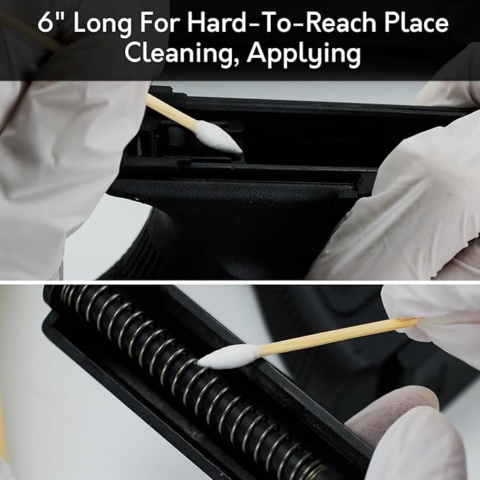 500PCS 6" Gun Cleaning Swabs in Storage Box - Lint Free, Highly Absorbent Long Cotton Cleaning Swab - Image 7