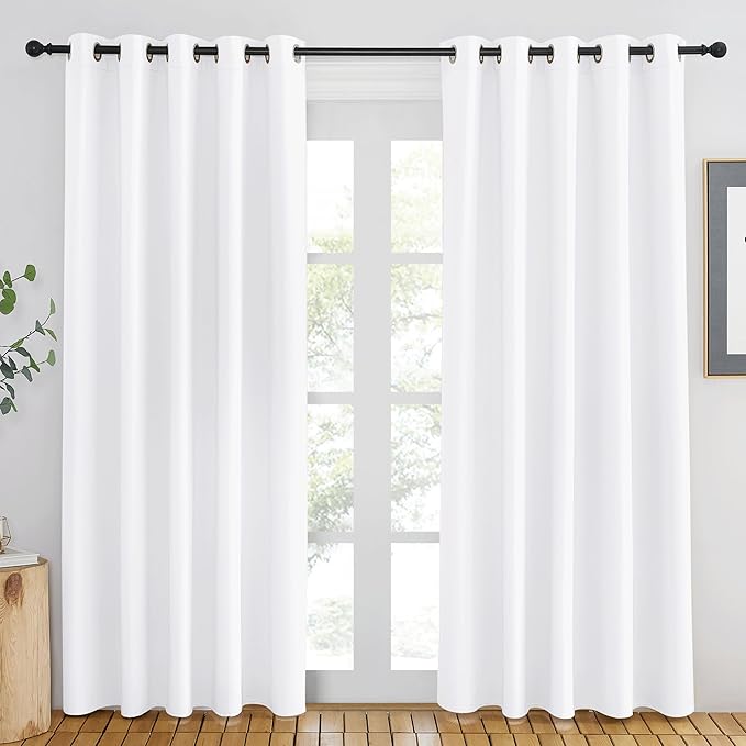 NICETOWN White Room Darkening Curtain 84 inches Long - Grommet Window Treatment Thermal Curtain Sound Reducing Light Blocking Drape for Bedroom/Living Room (1 Panel, W66 x L84) by NICETOWN