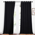 NICETOWN Cold Blocking 100% Blackout Curtains, Durable Black Lined Blackout Curtains for Bedroom, Energy Saving Long Curtains for Patio Sliding Glass Door, Black, 62 inches x 95 inches, 2 Panels by NICETOWN