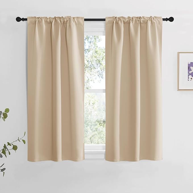 NICETOWN Window Treatment Curtains Room Darkening Drapes - (Biscotti Beige Color) 34 Width X 54 Drop Each Panel, 2 Panels Set, Curtains and Draperies for Kitchen - Image 2