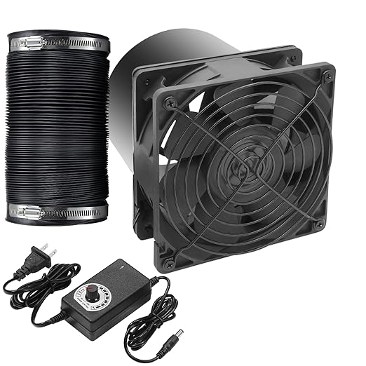 5in Air Exhaust Fan Fume Extractor, 6000RPM 210CFM DC12V Fan w/ 6.5ft Hose for 3D Printer, 3D Laser, Grow Tent, DIY by HoseVary