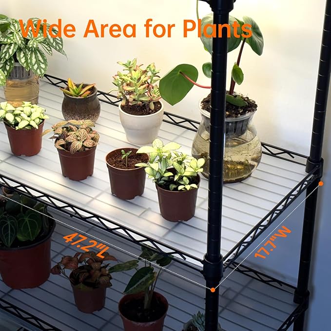 Bstrip Indoor Greenhouse with Grow Light, 5 Tier 47.2"x17.8"x71" Metal Shelf Portable Greenhouse for Winter with 4 Pack 3 Color Modes Plant Lights, Timer & Cover for Indoor Plant, Seed Starting Trays - Image 5