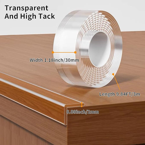 1.18 in x 9.84 FT,Clear Edge Protector Strip Sharp Edge Wrap Cover Tape, Self Adhesive Protective Bumper Guards for Cabinet Door Desk Glass Table Bed Furniture, Kitchen Countertop, Waterproof - Image 2