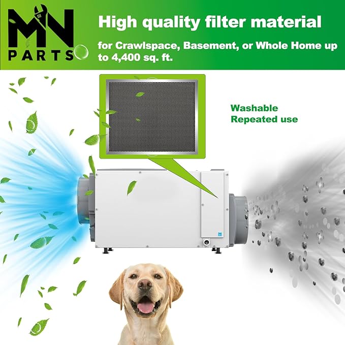 5881 Dehumidifier Filter Washable MERV-8 12x13.5x1 Compatible with Whole-House Dehumidifiers Models E100 E080 8192A and Dehumidifying Ventilator 8192A Replacement Filter 2 Packs - Image 3