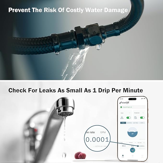 Frizzlife LP365-P 1.25-Inch Smart Water Monitor and Automatic Shutoff - 0.01GPM Ultrasonic Micro Leak Detection, APP Wi-Fi Remote Control,Pressure+Flow Monitoring, for 1-1/4-Inch Diameter Pipe - Image 8