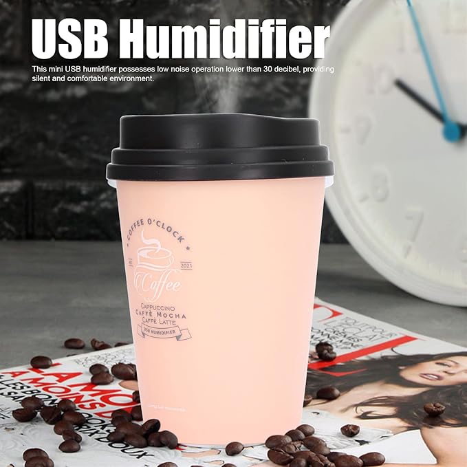 Desk Humidifier, USB Humidifier 300ml Coffee Cup Low Noise Auto Off Compact Lightweight Space Saving Mini Humidifier for Car () - Image 4