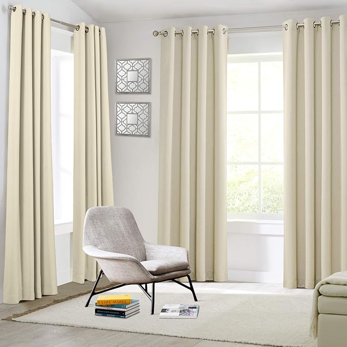 MYSKY HOME Beige Blackout Curtains for Living Room 95 Inch Long Sliding Door Curtains for Bedroom Thermal Insulated Curtains Grommet Top Window Drapes Single Panel Curtains, 52 x 95 Inch, Beige - Image 7