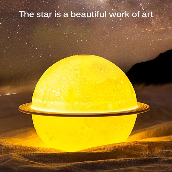Moon Lamp Humidifier, 2 in 1 Moon Night Light & Humidifiers with USB Recharge, 3 Colors 3D LED Moon Light with Stand, Aromatherapy Diffuser for Kids Friend Lover Birthday Gift Bedroom Home Decor 200ml - Image 3