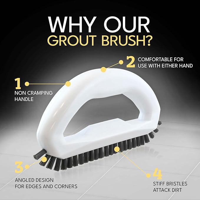Grout Brush with Stiff Nylon Bristles, Heavy Duty Hand Grout Scrub Brush for Cleaning Baseboards, Floor, Corners, Tiles, Shower, Bath Tub, Floor, Tiles and Other Surfaces - Image 3