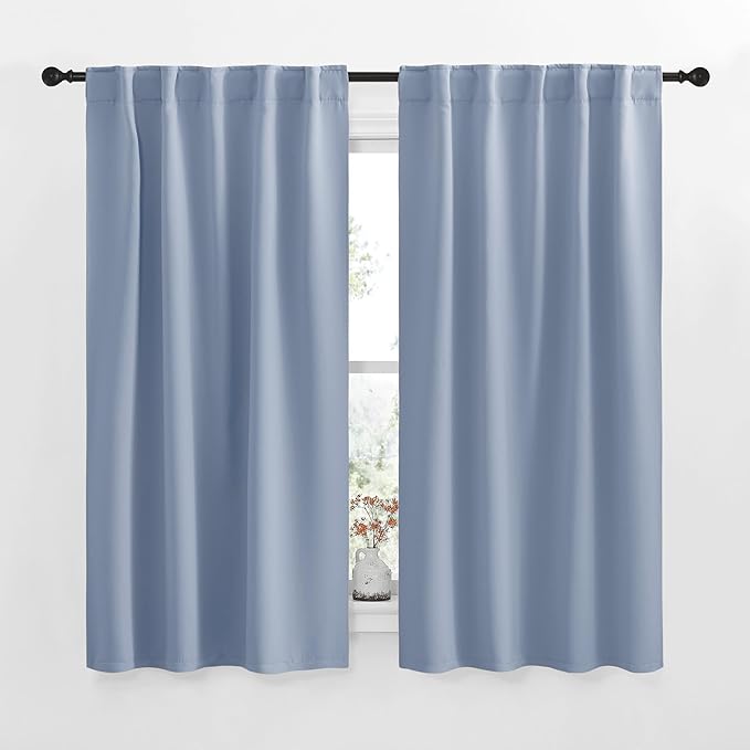 NICETOWN Blackout Curtains Window Panel Drapes - (Vintage Blue Color) W42 x L63, 2 Panels, Home Decoration Light Blocking Thermal Insulated Blackout Rod Pocket & Back Loop Draperies for Living Room by NICETOWN
